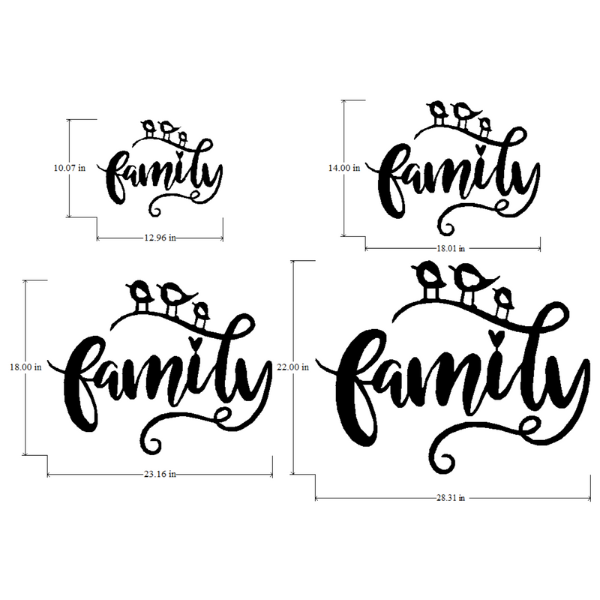Family sign with Birds - 10 inches tall image