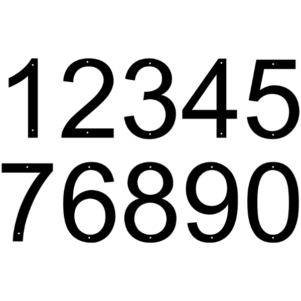 7" Metal House Numbers (Screw Mount) Font Arial