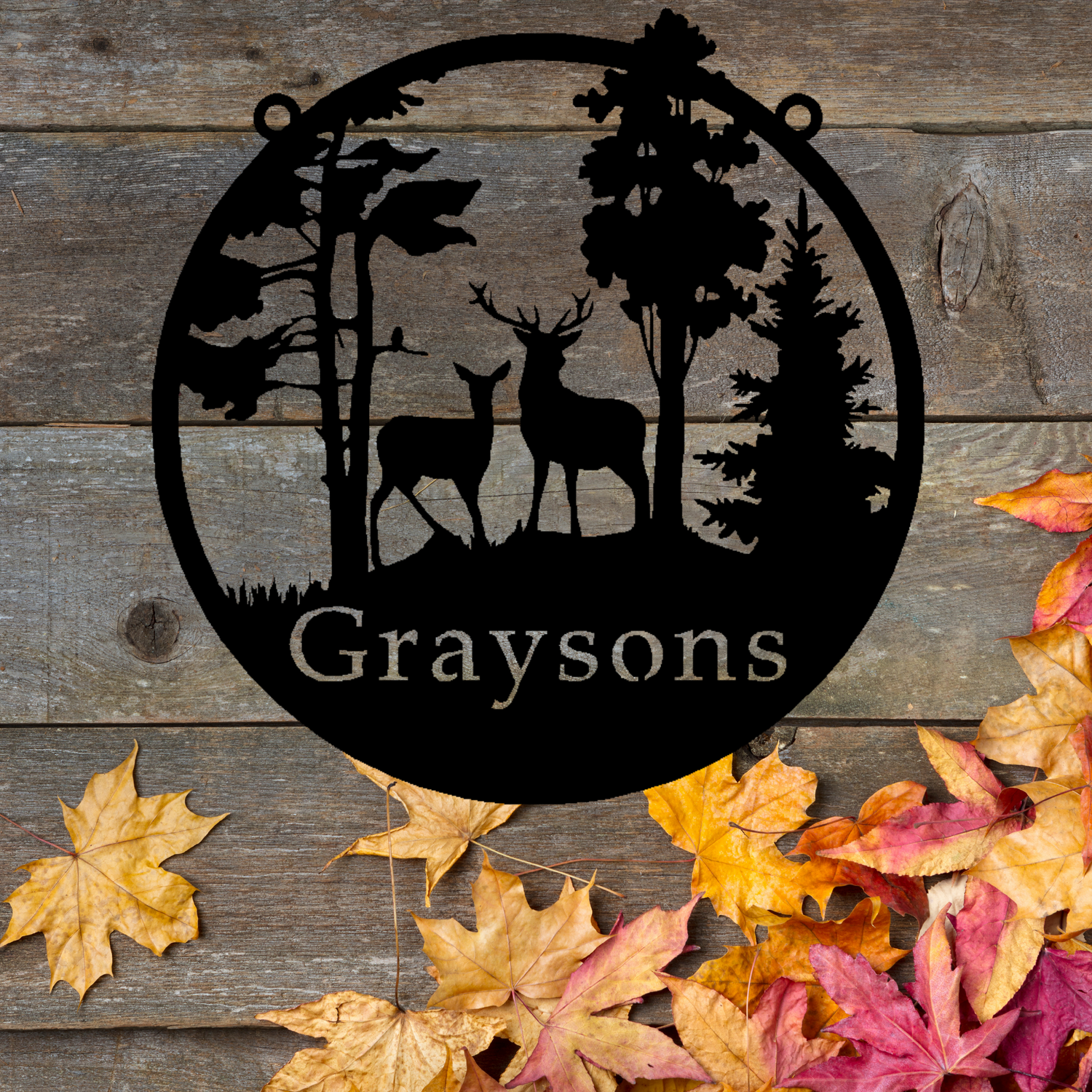 Personalized Round Deer Sign image 1