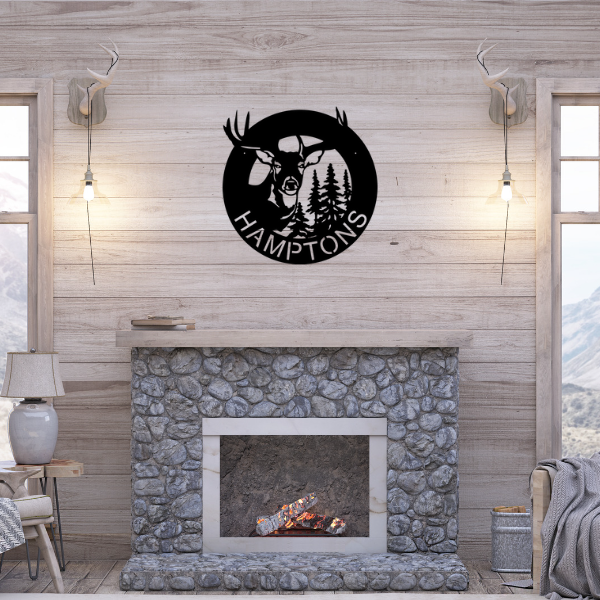 Large Deer With Trees & Name image 1