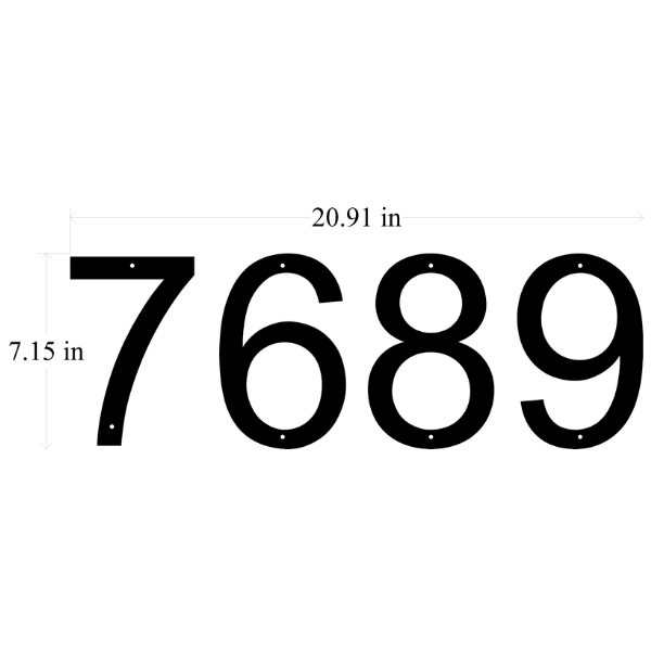 7" Metal House Numbers (Screw Mount) Font Arial - 4 Numbers image