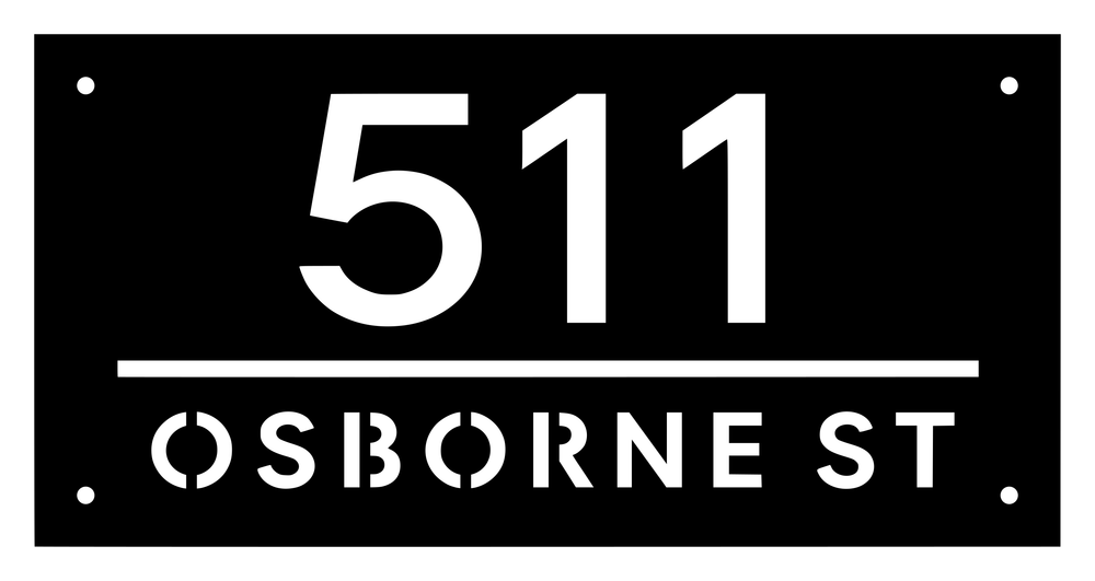 Black metal sign design preview on white — Divider bar address sign