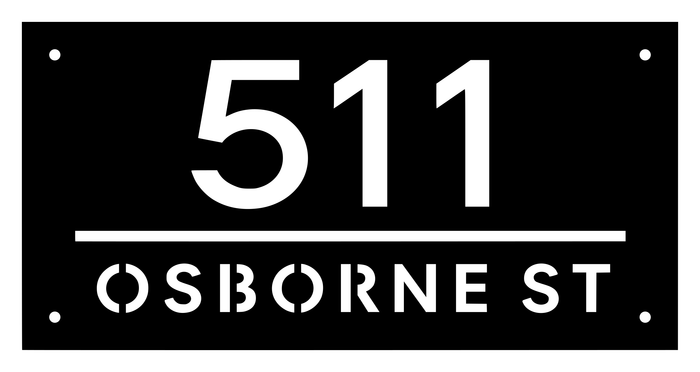 Black metal sign design preview on white — Divider bar address sign