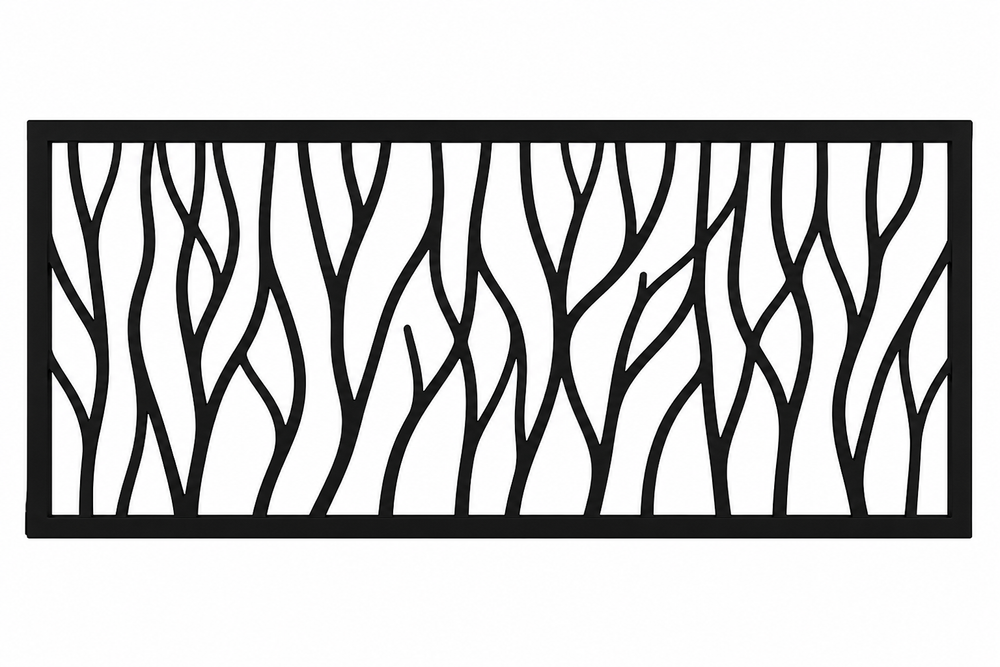Flowing branch laser-cut steel railing insert pattern
