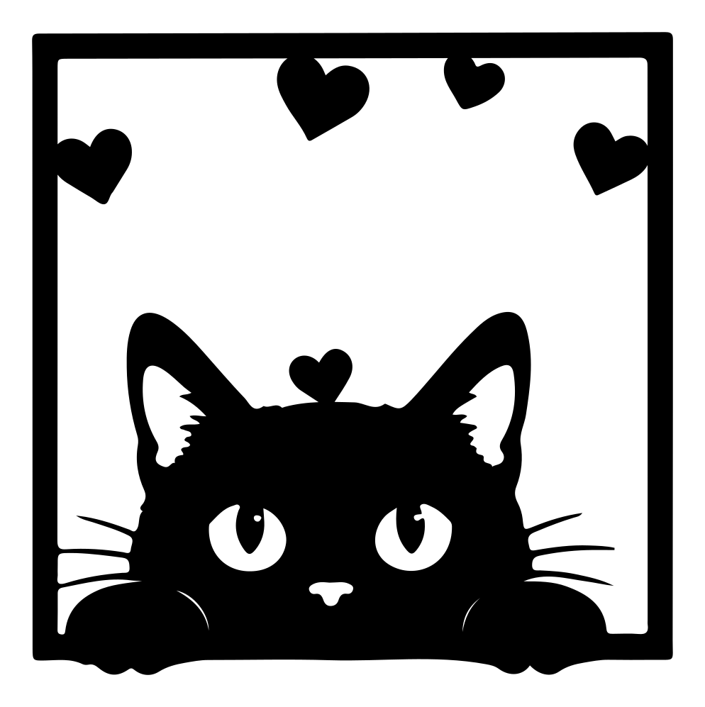 Funny cat with hearts metal wall art