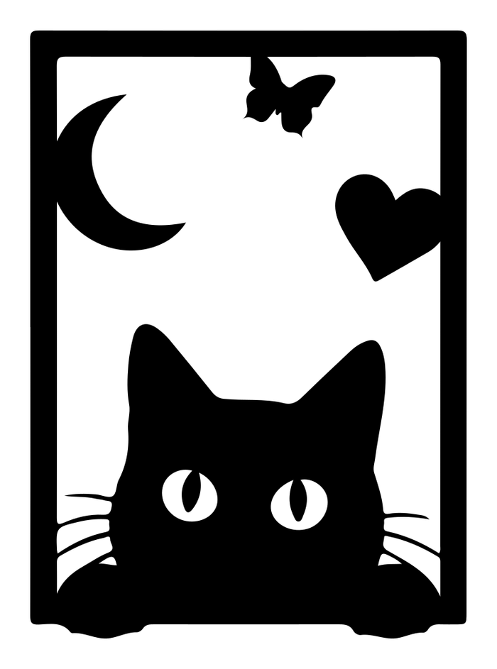 Funny cat with moon metal wall art