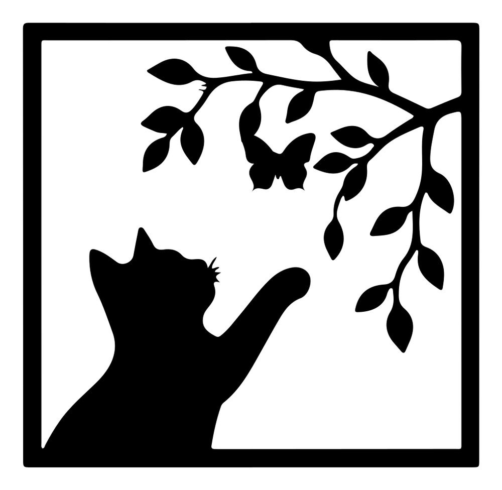 Funny playful cat metal wall art