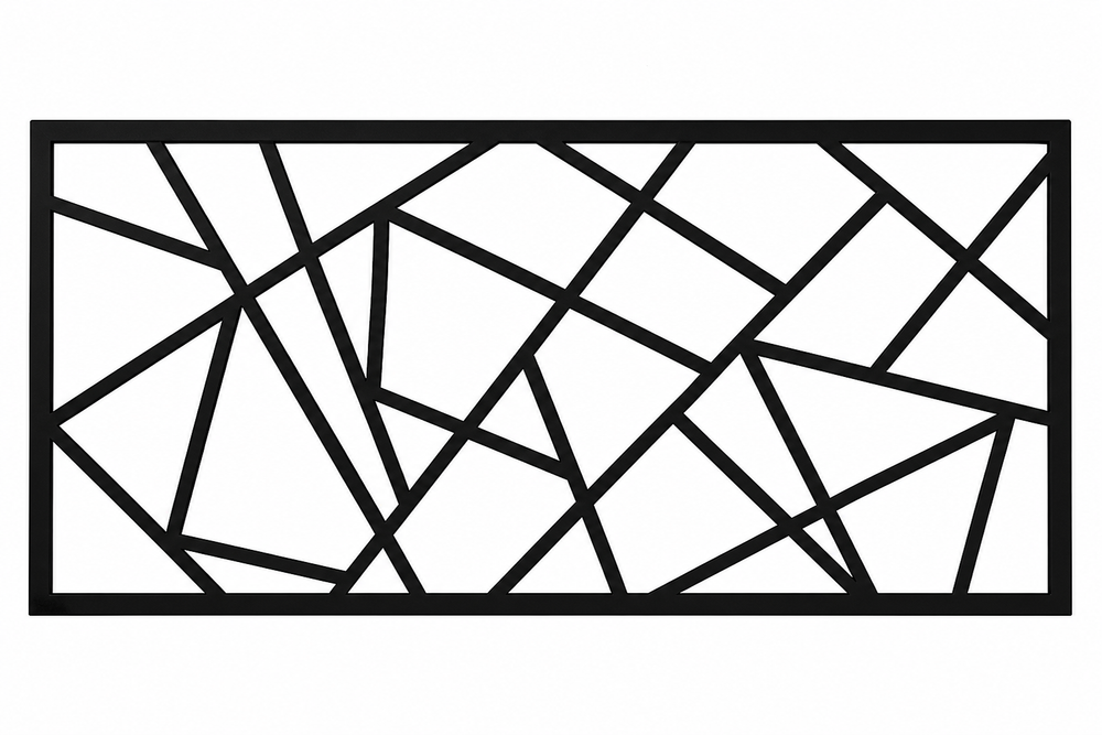 Geometric grid laser-cut steel railing insert pattern