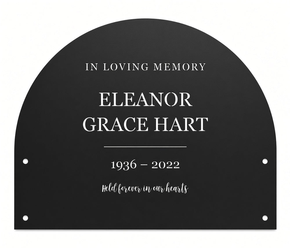 Round-top stainless memorial grave plaque