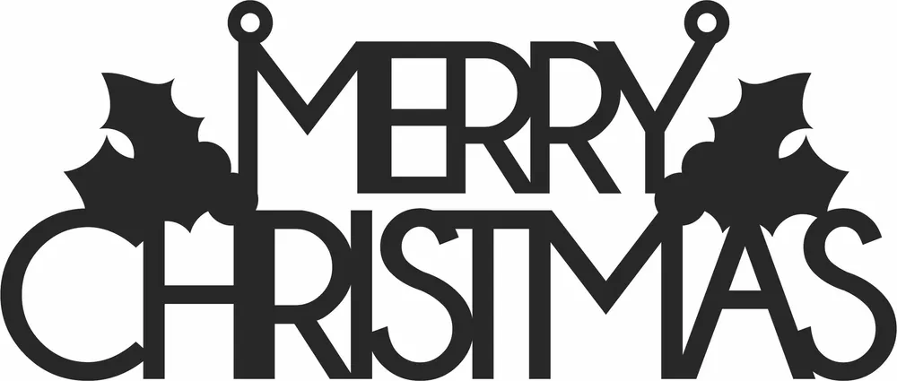 Black and white metal sign design preview — Merry Christmas Holly Metal Sign