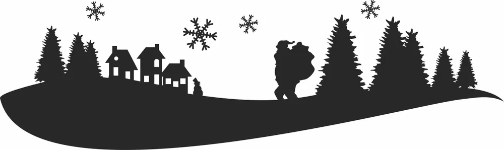 Black and white metal sign design preview — Santa Village Winter Forest Metal Sign