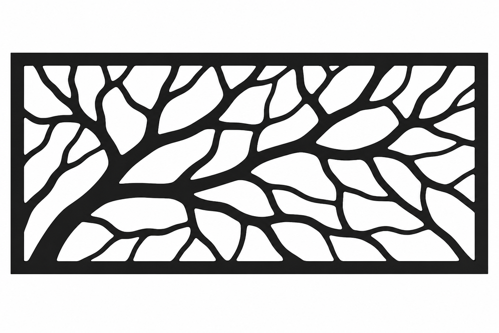 Tree root laser-cut steel railing insert pattern